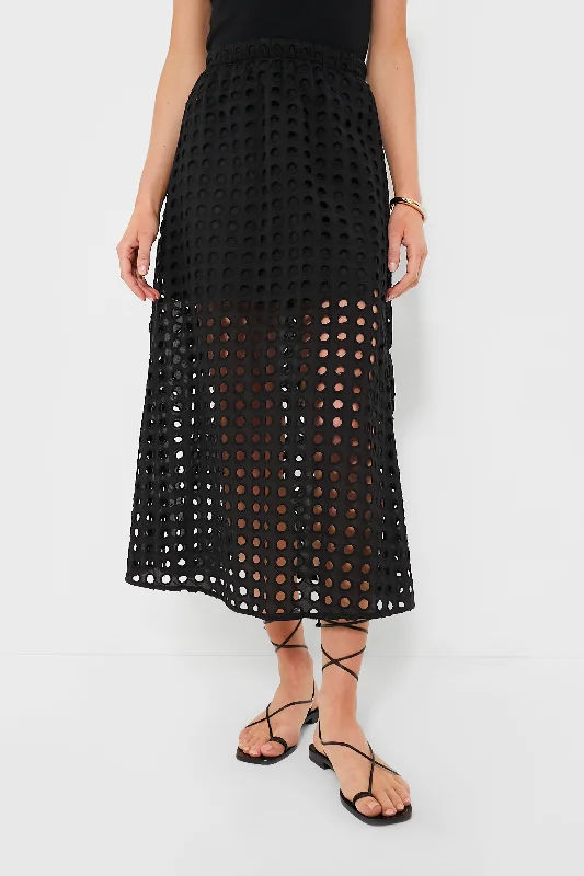 Black Cotton Eyelet Eve Skirt