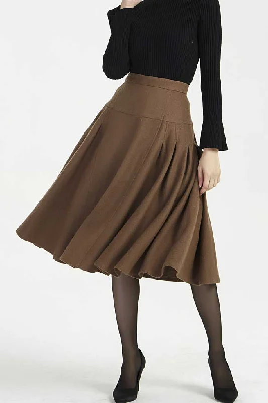 vintage brown wool skirt, high waisted skirt 2005#