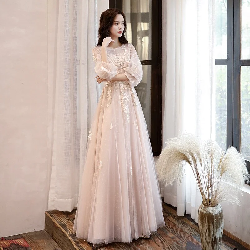 FashionSierra - Long Sleeves Elegant O-neck Prom Dresses