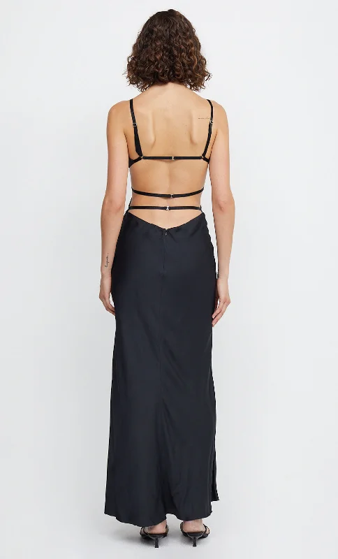 DIAMOND DAYS STRAP MAXI DRESS - BLACK