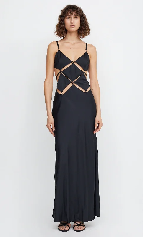 DIAMOND DAYS STRAP MAXI DRESS - BLACK