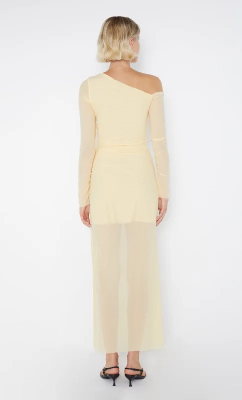 FAE ASYM LONG SLEEVE DRESS - BUTTER YELLOW