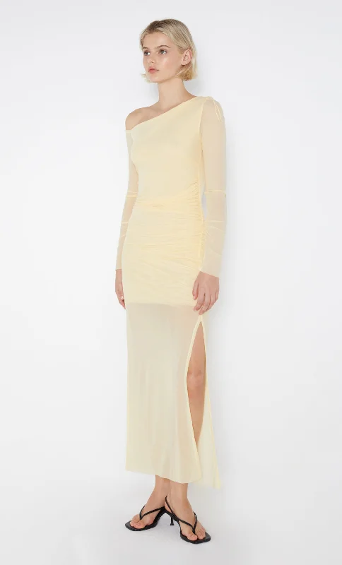 FAE ASYM LONG SLEEVE DRESS - BUTTER YELLOW