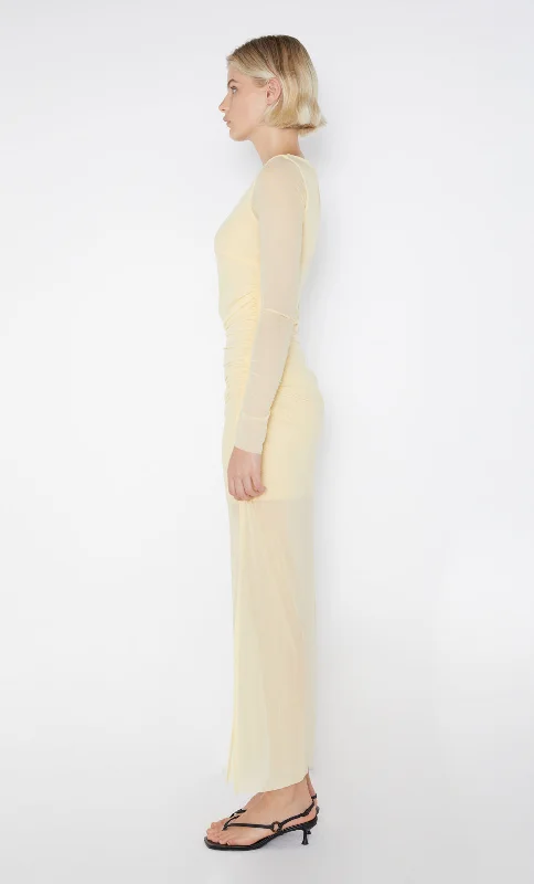 FAE ASYM LONG SLEEVE DRESS - BUTTER YELLOW