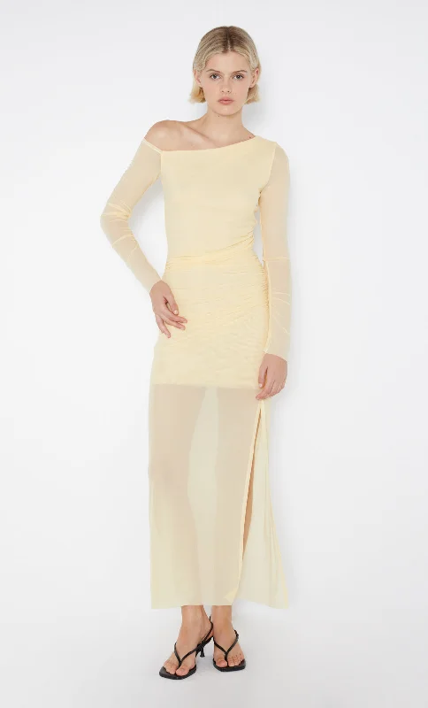 FAE ASYM LONG SLEEVE DRESS - BUTTER YELLOW