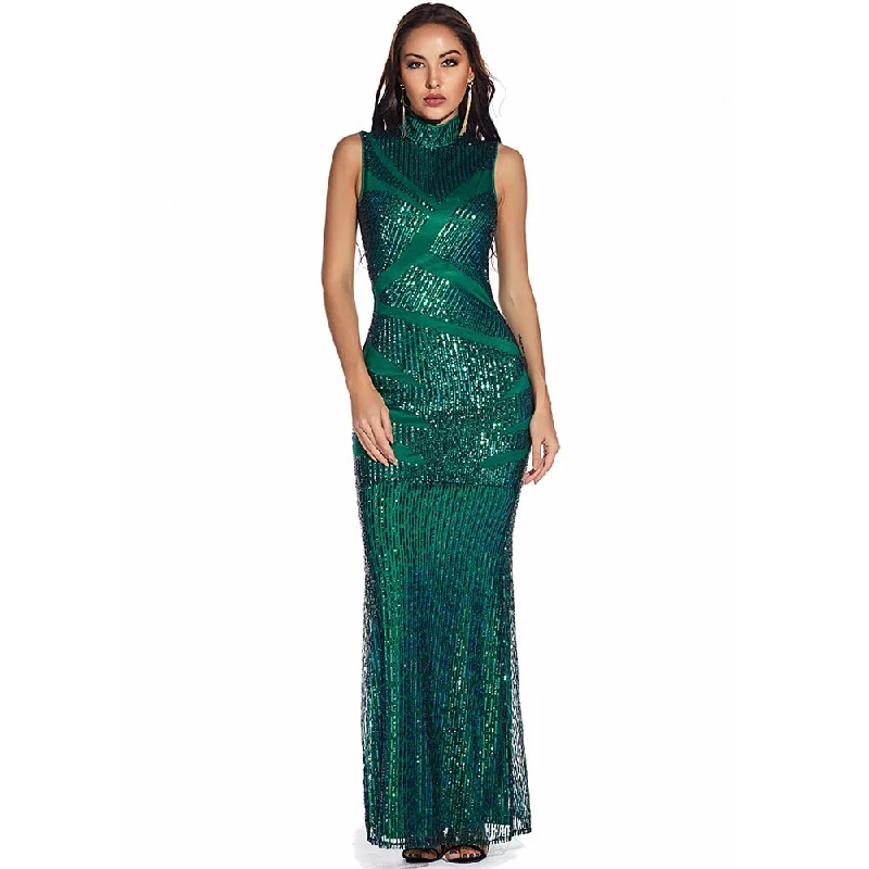 Green Sequin Maxi Dress