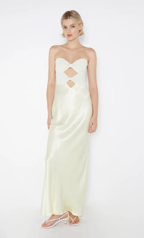 HALLE STRAPLESS DRESS - ICE YELLOW