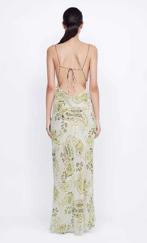 LYLOU MAXI DRESS - LEMON PAISLEY