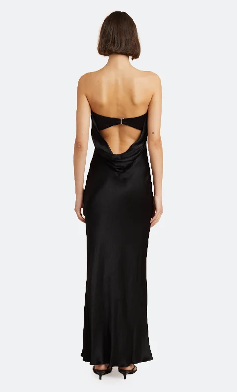 MOON DANCE STRAPLESS DRESS - BLACK