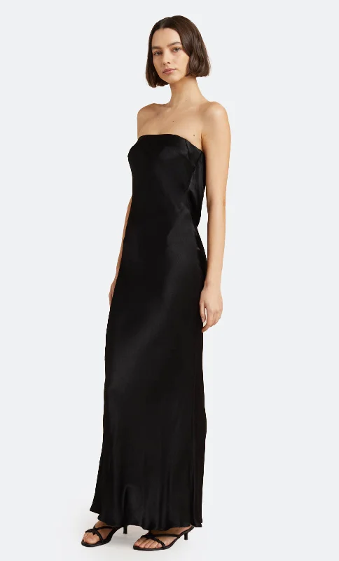 MOON DANCE STRAPLESS DRESS - BLACK