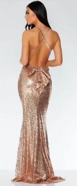 Rose Gold Sequin Maxi Dress