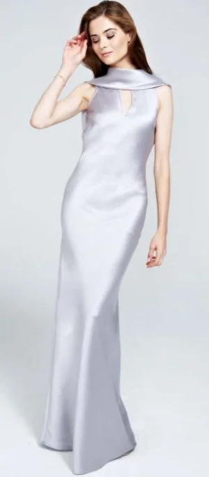 Silky Silver Cowl Gown