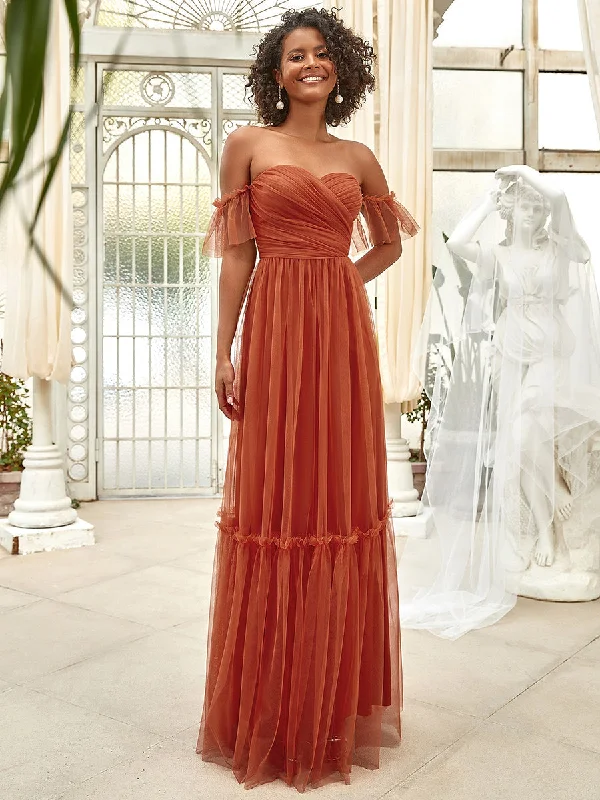 Strapless A Line Ruffles Sleeves Wholesale Evening Dresses