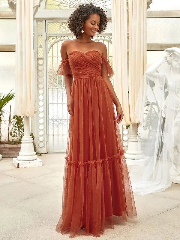 Strapless A Line Ruffles Sleeves Wholesale Evening Dresses