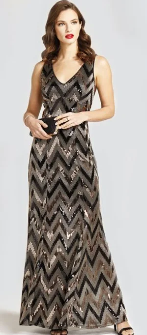 Zig Zag Sequin Gown